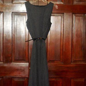 Sleeveless dress Midi Black white polka dot